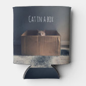Kat in een doos. De Zen-kat-meester. Blikjeskoeler (Voorkant)
