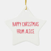 Kat in een doos gepersonaliseerde kerstboomversier keramisch ornament (Achterkant)