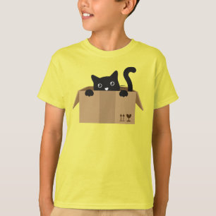 Kat in een doos Leuk Dier ontwerp T-shirt
