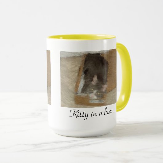 Kat in een doos. mok (Voorkant rechts)
