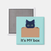 Kat in een doos op blauw-groen magneet (Voorkant / Achterkant)