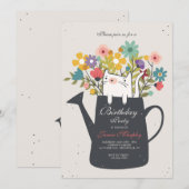 Kat in een gieter kan uitnodigen kaart (Voorkant / Achterkant)