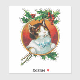 Kat in een gouden lijst sticker