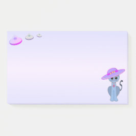 Kat in een hoed en vliegende schotels post-it® notes