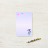 Kat in een hoed & vliegende schotels post-it® notes (Op bureau)