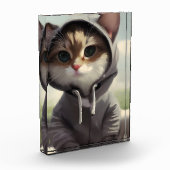 Kat in een hoodie fotoblokken (Links)