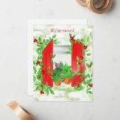 Kat in een Kaart van de Nota van de Nota van het H Notitiekaartje (Voorkant / Achterkant in situ)