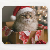 Kat in een kerstcadeau doos muismat (Voorkant)