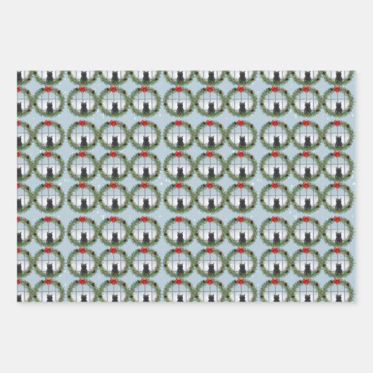 Kat in een kerstkrans inpakpapier vel (Voorkant 2)