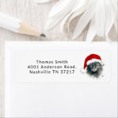 Kat in een kerstmuts Vrolijk Kerstmis retouradres Etiket (Insitu)