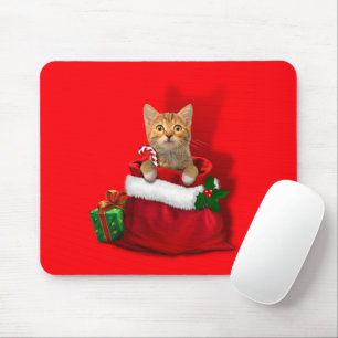 Kat in een kersttas muismat