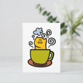 Kat in een koffiekopje briefkaart (Staand voorkant)