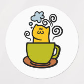 Kat in een koffiekopje labels (Design 2)
