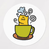 Kat in een koffiekopje labels (Design 1)