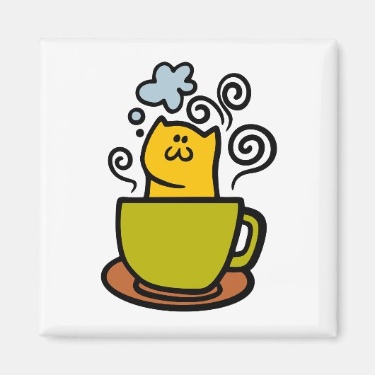 Kat in een koffiekopje magneet (Voorkant)