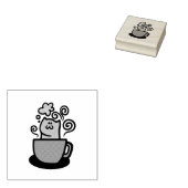 Kat in een koffiekopje rubberstempel (Gestempeld)