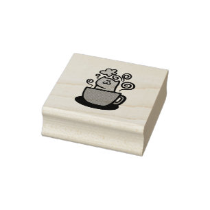 Kat in een koffiekopje rubberstempel