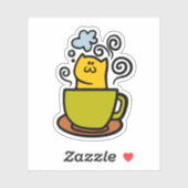 Kat in een koffiekopje sticker (Vel)
