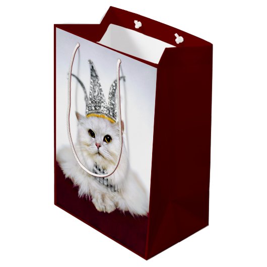 Kat in een kroon medium cadeauzakje (Achterkant Gekanteld)