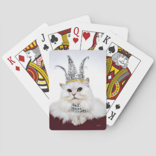 Kat in een kroon pokerkaarten