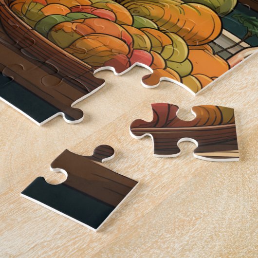 Kat in een mandje in de zon puzzel legpuzzel (Zijkant)