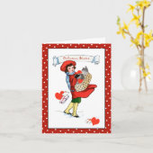 Kat in een mandje Valentijn Kaart (Gele Bloem)