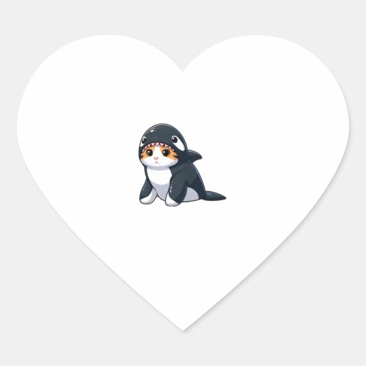 Kat in een orka kostuum hart sticker (Voorkant)