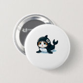 Kat in een orka kostuum ronde button 5,7 cm (Voorkant /achterkant)