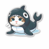 Kat in een orka kostuum sticker (Voorkant)