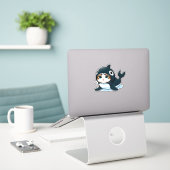 Kat in een orka kostuum sticker (Laptop op bureau)