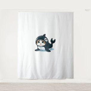 Kat in een orka kostuum wandkleed