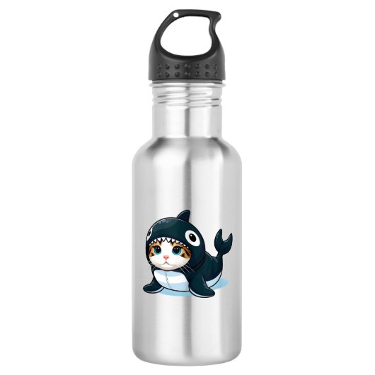 Kat in een orka kostuum waterfles (Voorkant)