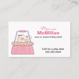 Kat in een paarse mammie Kaart Contactkaartje