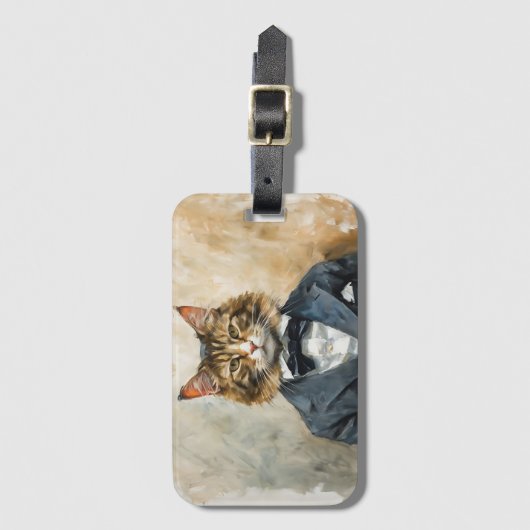 Kat in een pak bagagelabel (Voorkant (verticaal))