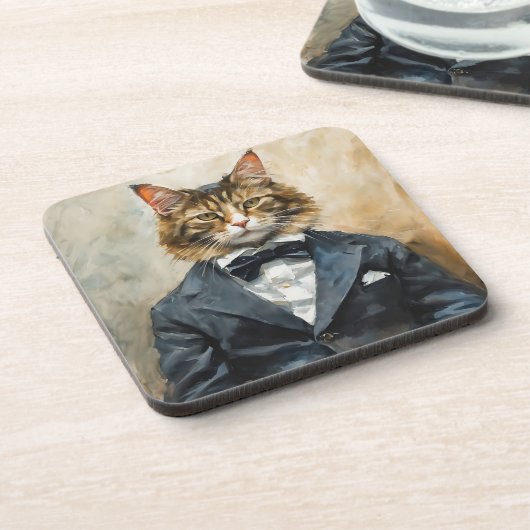 Kat in een pak bier onderzetter (Linkerzijde)