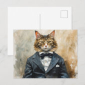 Kat in een pak briefkaart (Voorkant / Achterkant)