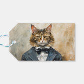 Kat in een pak cadeaulabel (Achterkant Horizontaal)