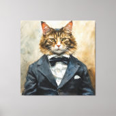 Kat in een pak canvas afdruk (Voorkant)