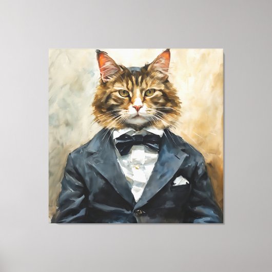 Kat in een pak canvas afdruk (Voorkant)