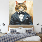 Kat in een pak canvas afdruk (Insitu (Slaapkamer))