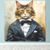 Kat in een pak canvas afdruk (Insitu (Houten vloer))