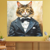 Kat in een pak canvas afdruk (Insitu (Woonkamer))