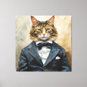 Kat in een pak canvas afdruk