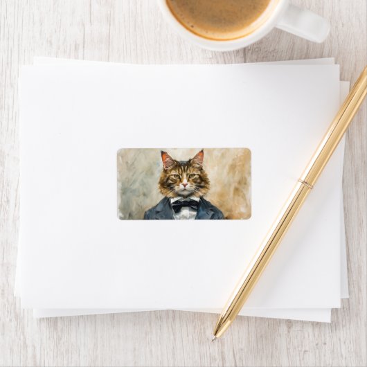 Kat in een pak etiket (Insitu)