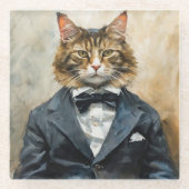 Kat in een pak glazen onderzetter (Voorkant)