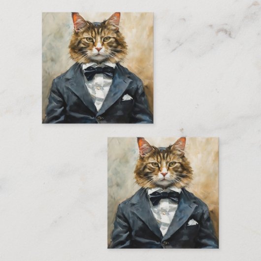 Kat in een pak informatiekaartje (Voorkant / Achterkant)