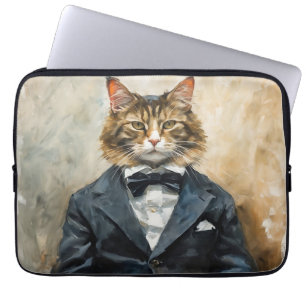 Kat in een pak laptop sleeve
