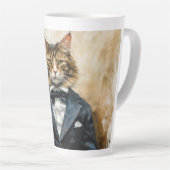 Kat in een pak latte mok (Rechterhoek)