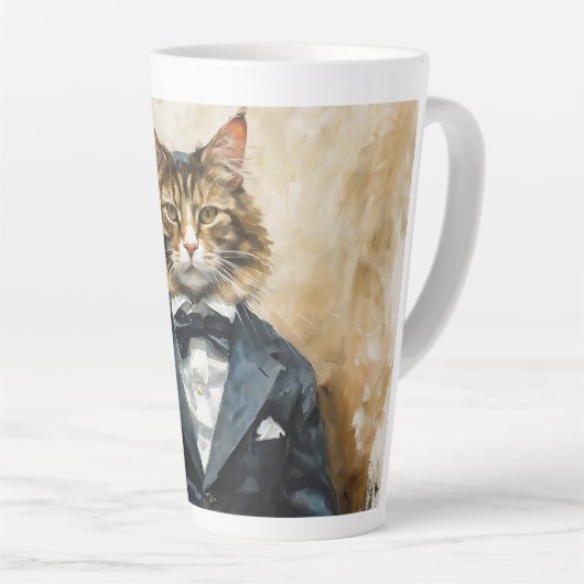 Kat in een pak latte mok (Rechterhoek)