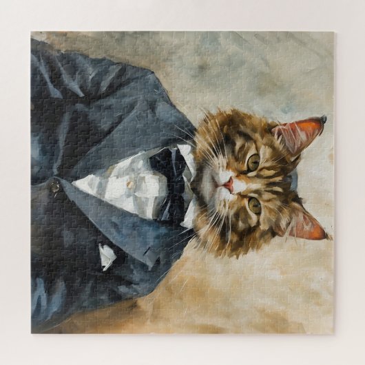 Kat in een pak legpuzzel (Horizontaal)